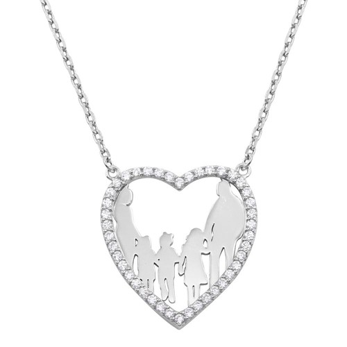 Sterling Silver Family Necklace w/Mom 