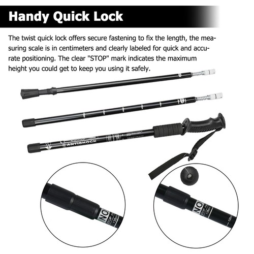 1Pair Lightweight Aluminum Trekking Hiking Poles Walking Sticks Adjustable + Tip - Picture 5 of 9