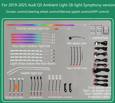 Atmosphere Lamp 32 Color RGB Interior LED Ambient Lighting For Audi Q5 2018-25