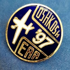 1997 Oshkosh Airshow EAA Hat Pin Lapel Pin Tie Tac Cloisonn Gold, Navy, White