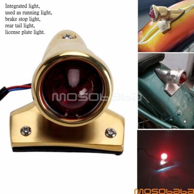 Crocker Style Brass LED Tail Light For Cafe Racer Bobber Chopper