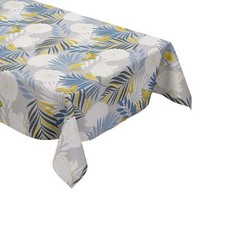 Nappe en Toile Cirée Doré Papillons Et Bleu Feuilles sur Fond Gris B6032-01
