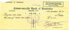 Australia Tasmania 1959 Bank cheque  Revenue stamp numeral Duty Bank 3d Hobart