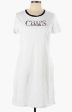 Chaps Women M White Chaps Spellout Short Sleeve Pullover Casual Dress 1452