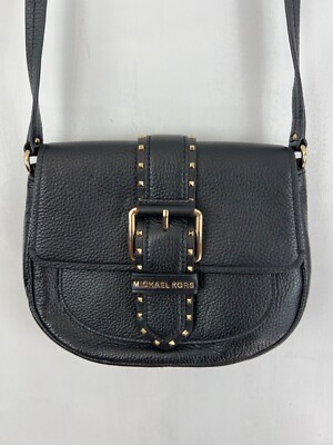 NWT Michael Kors Lillian Black Pebbled Leather Studded