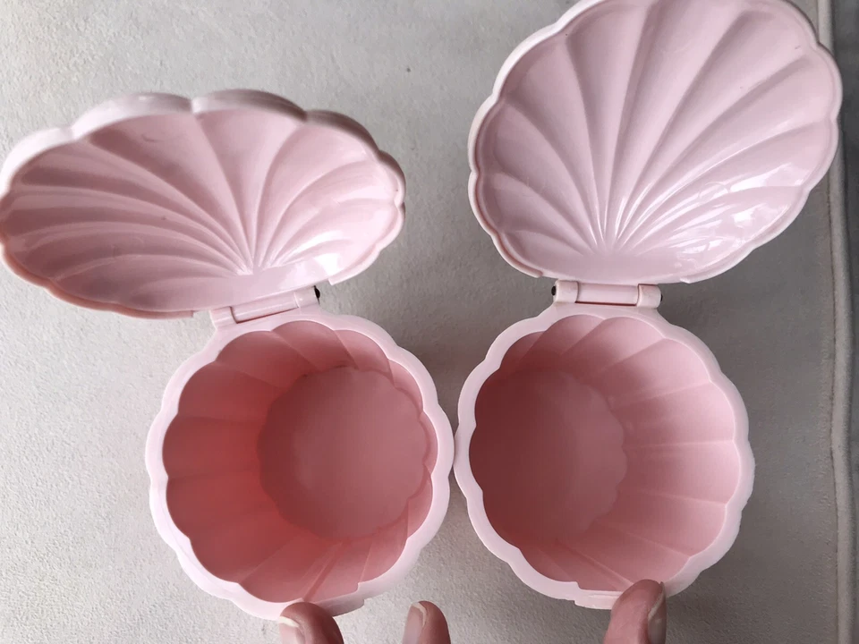 Loción de algodón hisopos recipientes de plástico rosa decoración guardería bebé vintage años 50 Foto 4 de 4