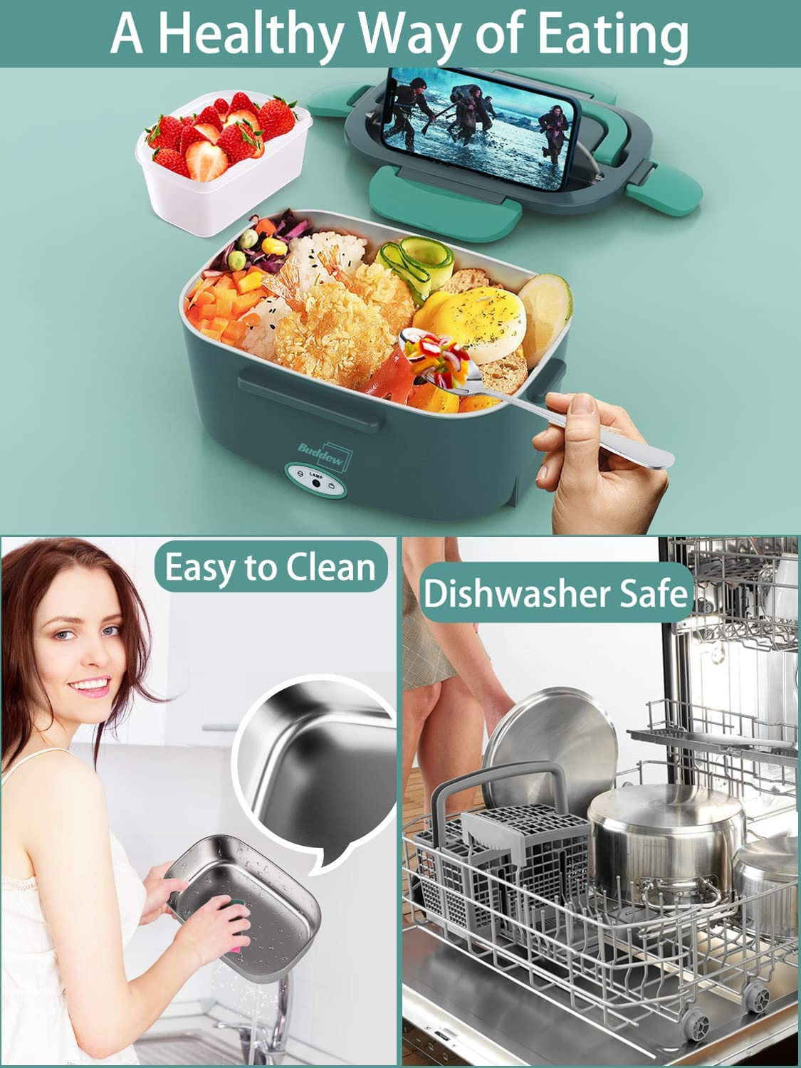 110V Electric Heating Lunch Box Portable Food Heater Car Office Food