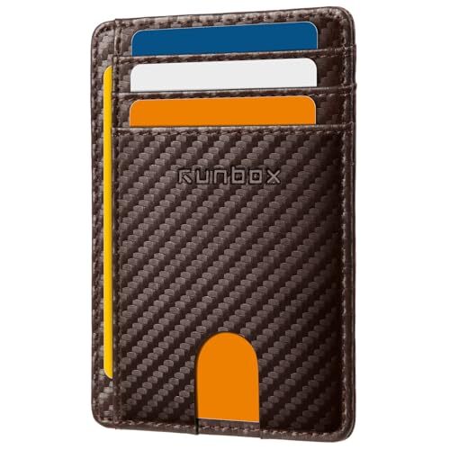 Slim RFID Blocking Front Pocket Leather Wallet in Carbon Coffee