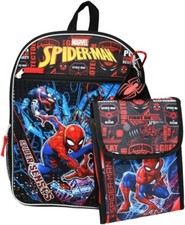 Spiderman Kids Backpacking Backpack With Lunch Bag 16 Inch- School Bag Boys-New