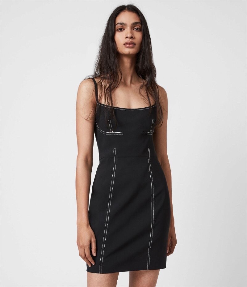 AllSaints Bobbie Black Mini Dress Size 10 RRP£179 UK
