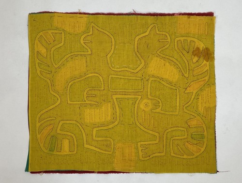 Vintage ~1960's Mid-Century HANDMADE all hand-sewn colorful Large Mola Textile - Picture 2 of 11