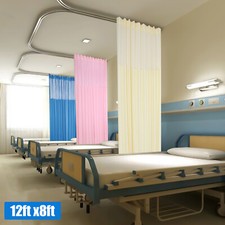 12 8ft Room Divider Curtain for SPA, Privacy Cubicle Curtain with Mesh Top Hooks