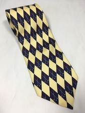 Pivot Rules Tie Silk Golf Club Yellow Blue 60" Length, 3.75" Wide Made in USA