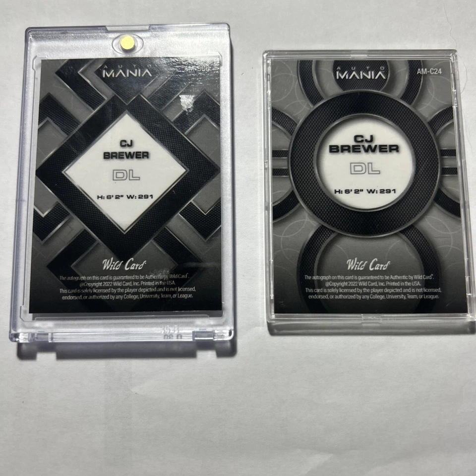 2.  2022 Wild Card Auto Mania. (2/4) (53/100). CJ Brewer RC  Tampa Bay Bucs   - Image 2 of 4