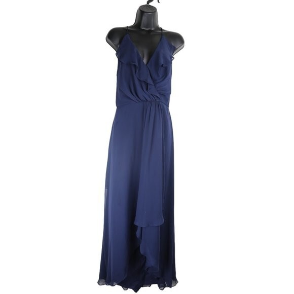 Jenny Packham Sleeveless Lux Chiffon Bridesmaid Midnight Blue