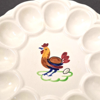 Deviled Eggs 9'' Plate Serving Tray Dish Made In England PV Rooster Chicken