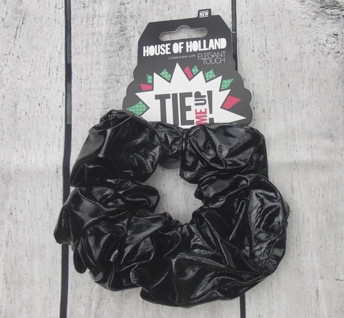 House of Holland Tie Me Up große PVC Haar Scrunchie Krawatte 2 Stück schwarz Accessoire - Bild 3 von 4