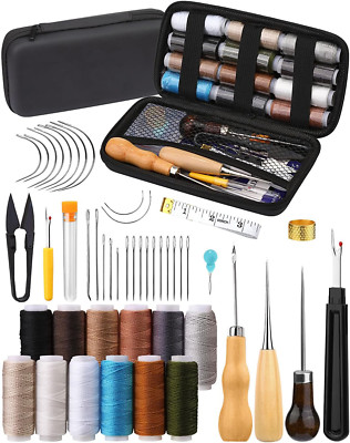 Upholstery Repair Kit, 48pcs Leather Sewing Kit with Upholstery Thread Tools New