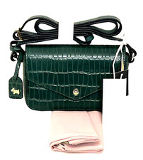 Radley Mini Cross Body Bag Eltham Faux Croc Dark Cedar Green Leather RRP 179