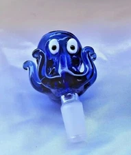14mm Cute Blue Thick Glass Octopus Bong Bowl Head Piece Bong Bowl Holder