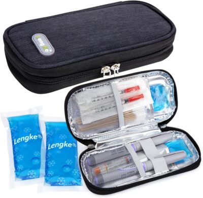 YOUSHARES Insulin Cooler Travel Case - Diabetic Insulated Black 