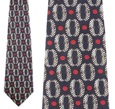 Diamond Silks Polyester Tie Necktie - Black and Red Print