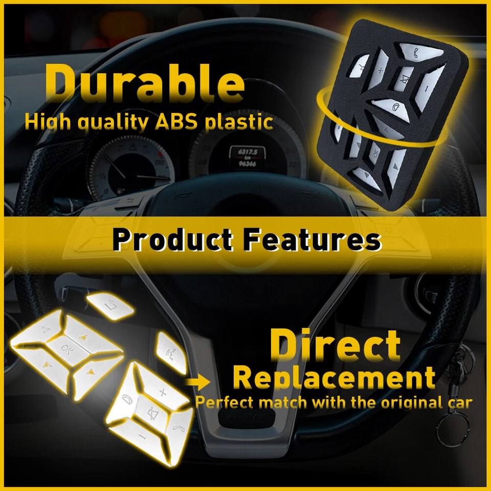 Cubierta de botón de volante cromada para Mercedes Benz Clase E C W204 12-16 Foto 4 de 4