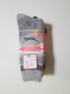 3 Pairs Slazenger Ladies Boot Socks SZSKL0013 Black/Gray Sock Size 9-11 NEW