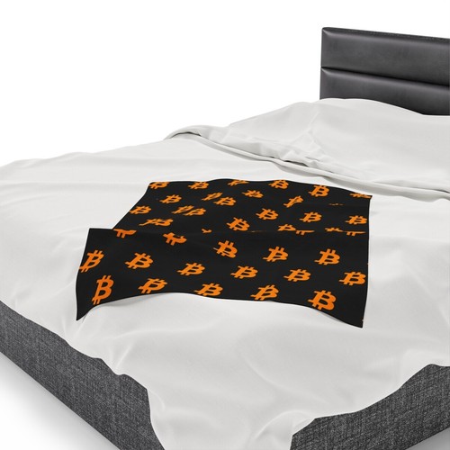 Bitcoin BTC Velveteen Plush Blanket, Crypto Blanket, Cryptocurrency, Blockchain - Picture 8 of 25