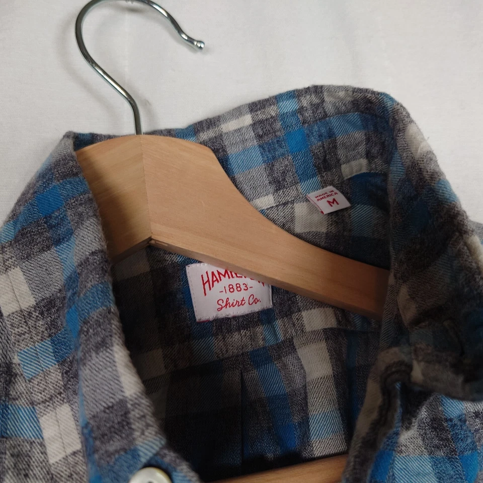 Camisa Hamilton Co 1883 Para Hombre Algodón Cepillado Manga Larga Azul Gris Cuadros Mediana M Foto 4 de 4