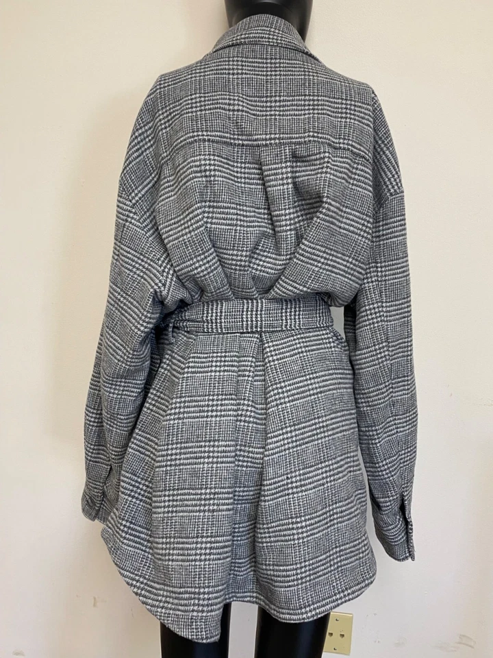 CoffeeShop женщин серый клетку карманы модный подпоясанный рубашка куртка плюс размер 3 X новый с Ярлыками - Изображение 3 из 4