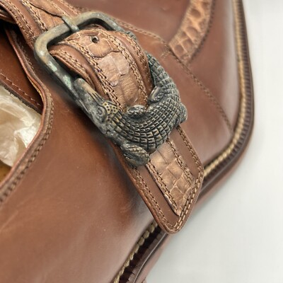 NEW David Eden Mens Crocodile Leather Loafer Shoes Brown  display picture 1
