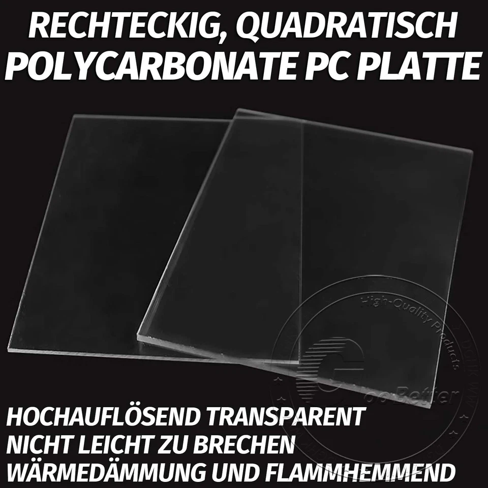 Polycarbonat PC Platte Zuschnitt Scheibe Farblos Dicke 2-20mm Länge 50-400mm - Bild 1 von 4