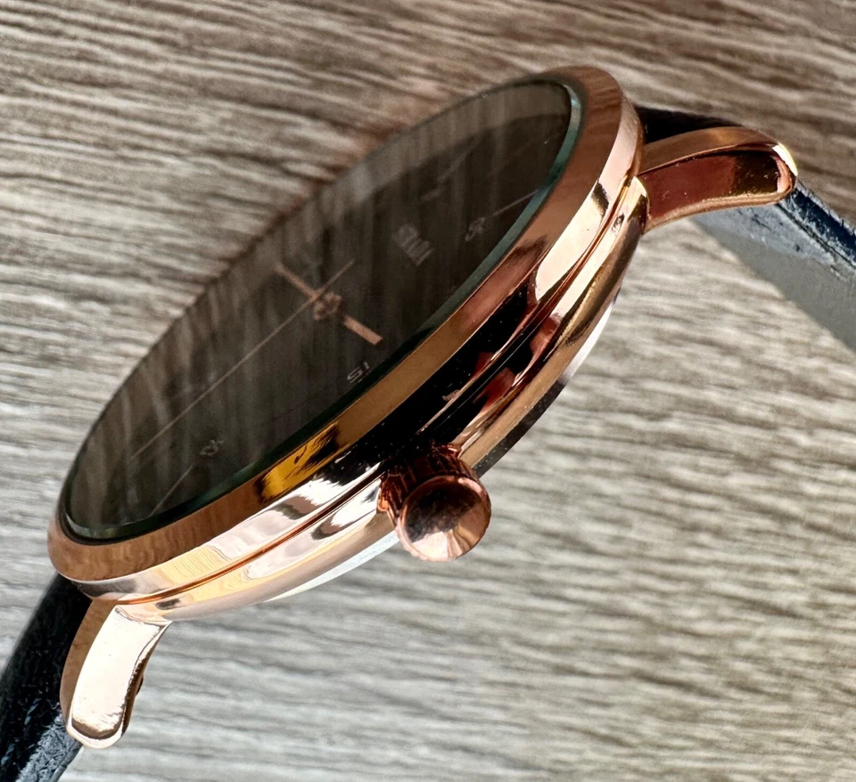 Strada Reloj Hombre Caja Oro Rosa Esfera Azul y Correa Cuarzo Nuevo Foto 4 de 4