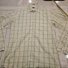 Paul Smith Shirt Mens 16-17 Beige Cotton Plaid Long Sleeve Button Up Casual