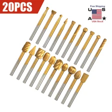 20Pcs Diamond Burr Bits Drill Set For Dremel Rotary Multi Tool Accessories Kit A