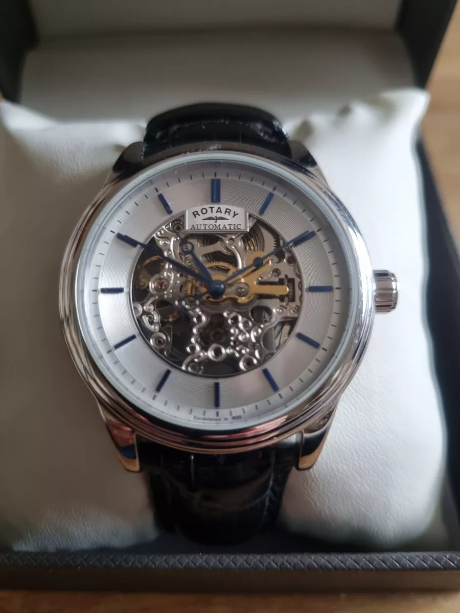 Rotary mecanique cheap skeleton watch