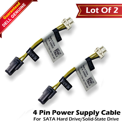 Lot x 2 New Dell 4-Pin Power Supply Cable for SATA HDD SSD Enclosure XNRXH
