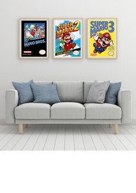 Pack 3 L&aacute;minas P&oacute;ster Super Mario Bros de NES. Cuadro Decorativo