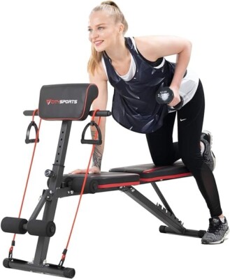 MAHAO Panca Palestra Pieghevole,Panca Piana,Capacità 250KG Panca Regolabile Palestra per Palestra Domestica, Panca Pesi Inclinata Declinata Piana per Allenamento della Forza con Poggiatesta Esteso