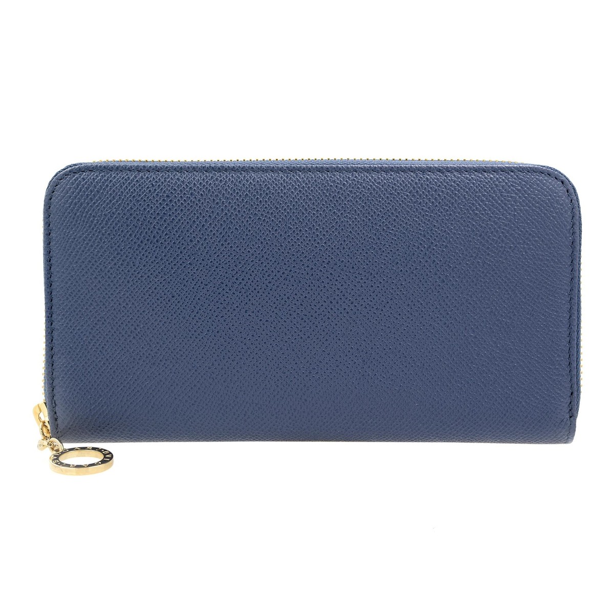 BVLGARI ネイビー ケース Bvlgari Indigo Topaz Bright Grain Calf Leather Zip Around Ladies