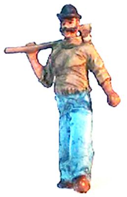  LOGGER #4 (carrying axe) O On30 1/4'' Model Railroad Unpainted Figure FGOFG09