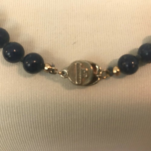 Beautiful Vintage Les Bernard Lapis Blue Beaded Double Knotted Necklace - Picture 6 of 6