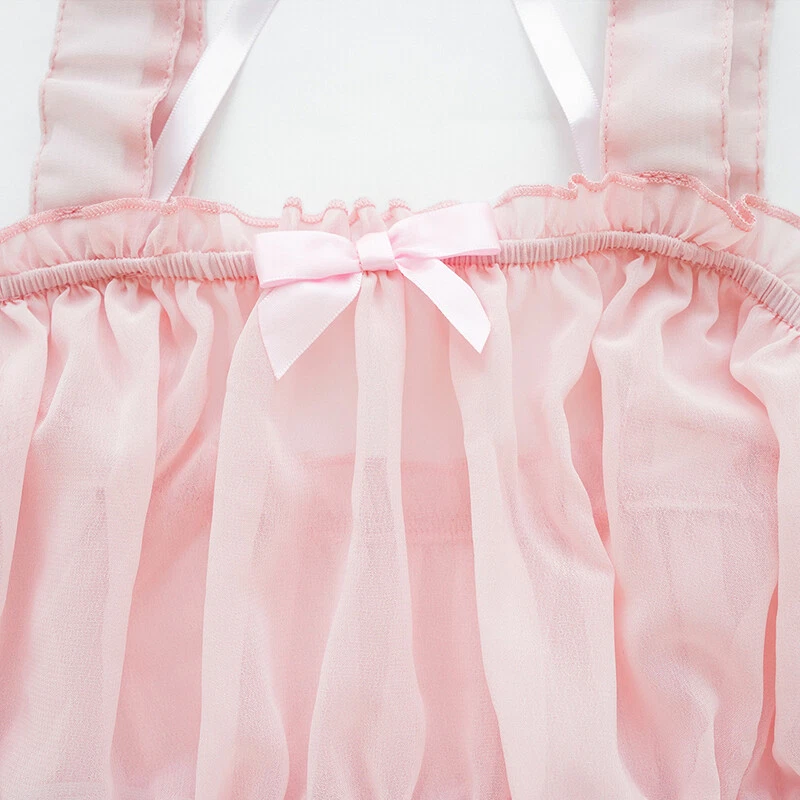 Lolita Niña Chifón Vestido Uniforme Mujeres Rosa Puro Camisón Pijama Juegos con disfraces 1x Foto 4 de 4