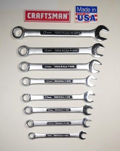 Craftsman 8pc 12 PT Metric Combination Wrench Set Made In USA -V- & -VV- Nice !