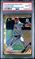2019 BOWMAN MEGA BOX CHROME GOLD REFRACTOR #79 LOGAN WEBB 49/50 PSA 10