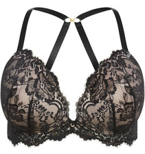 NWT City Chic Women's Plus Size Push Up Bra Adore Luxe Racerback - Black 38DD