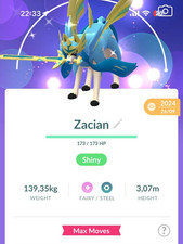 Pokemon Shiny Crowned Zacian Ievel 50,3 Skill - Trading 20K /Unregistered 1M