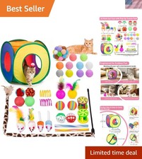 33-Piece Interactive Cat Toys Pack with Cube Tunnel for Indoor Playtime