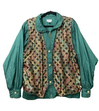 VINTAGE LAVON BY CHEERFUL CORP WOMENS SZ LARGE ZIPPER JACKET W/BUTTONS